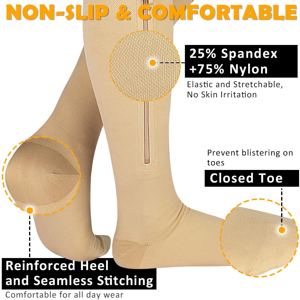 CASMON 15-20mmHg Compression Socks for Women & Men - Knee High Medical Support Stockings for Varicose Veins, Swelling Relief, Post-Surgery Recovery - Ideal for Nurses, Pregnancy & Travel (1 Pair) - Perfect for Work, Sports & Daily Comfort