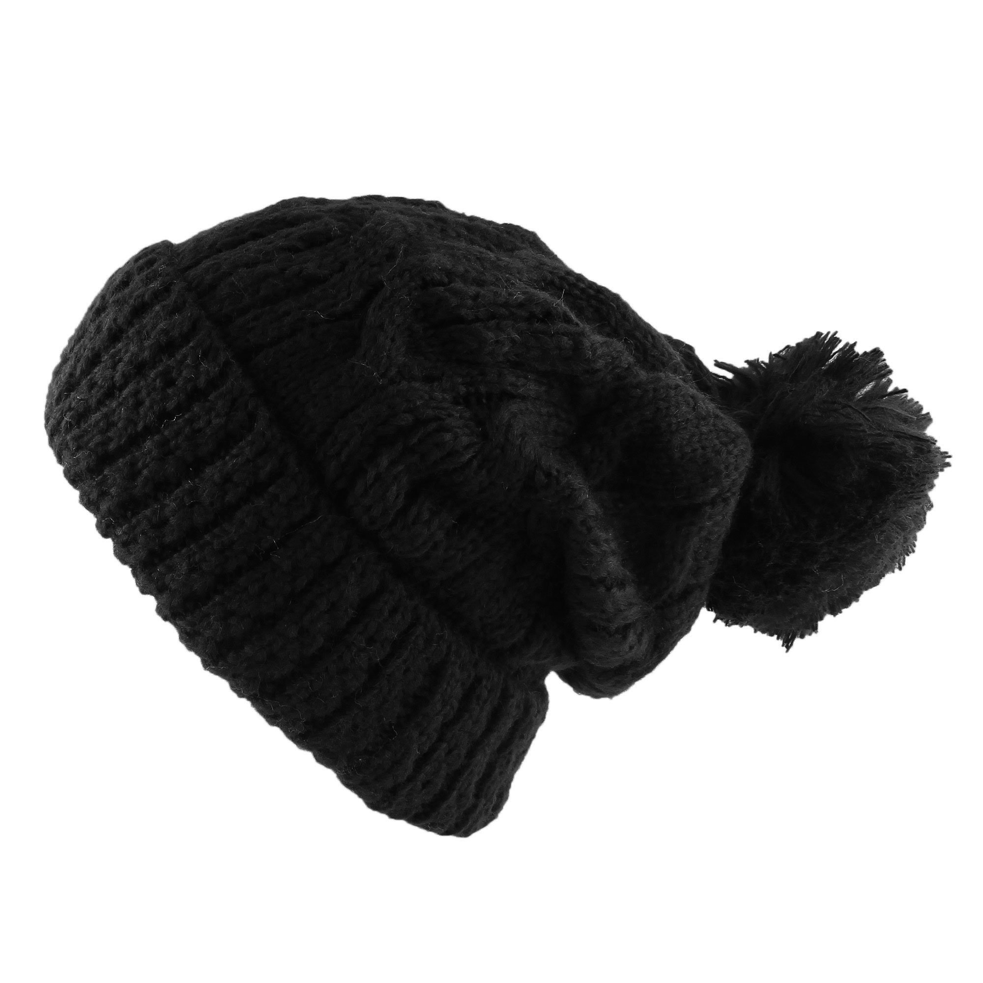 Morehats Thick Crochet Knit Pom Pom Beanie - Warm Winter Ski Hat for Women & Men - Perfect for Snowboarding, Skiing, and Cold Weather Fashion