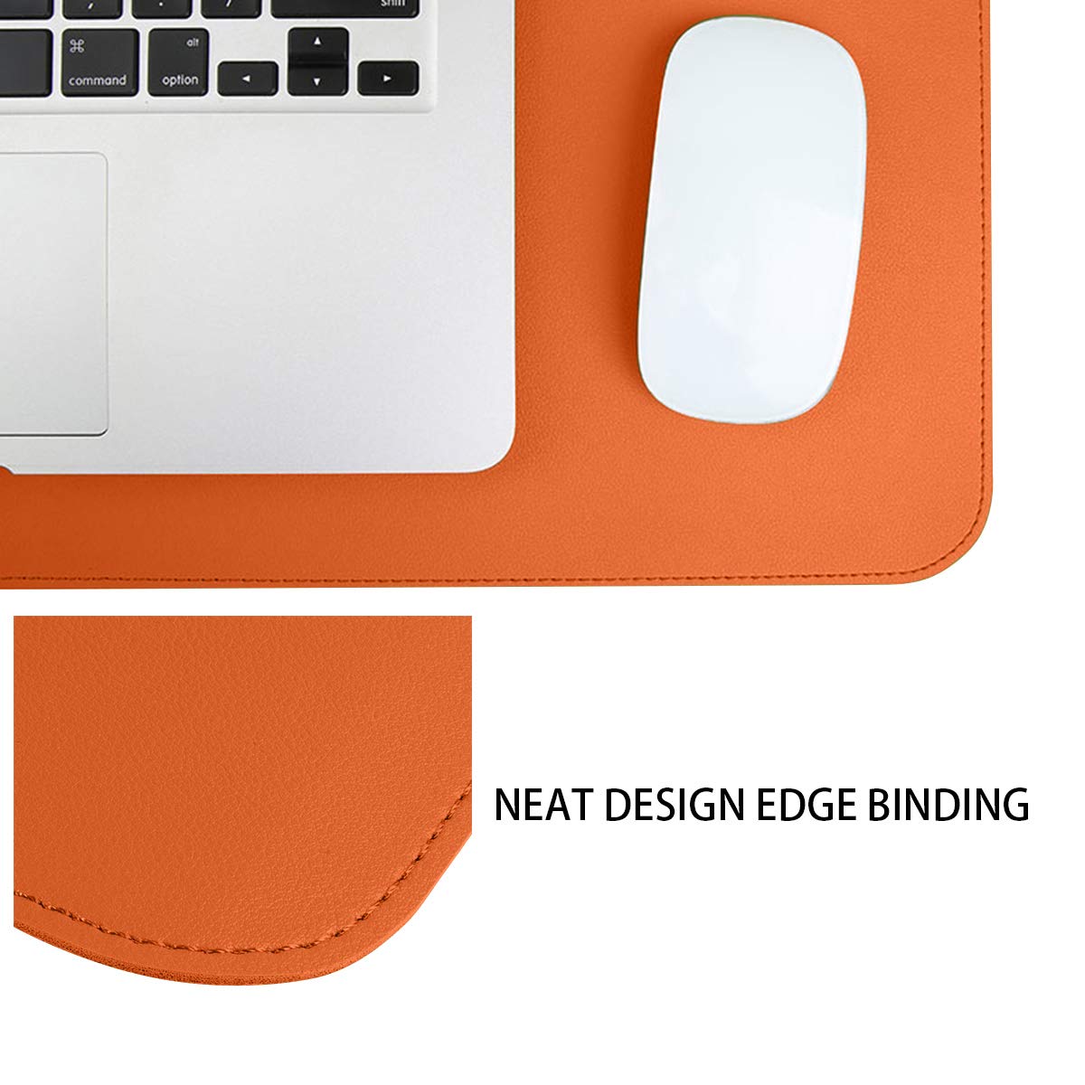 Eco-Friendly Cork & Leather Desk Mat - Waterproof Office Pad for Work & Gaming (Orange, 24x12Inch)
