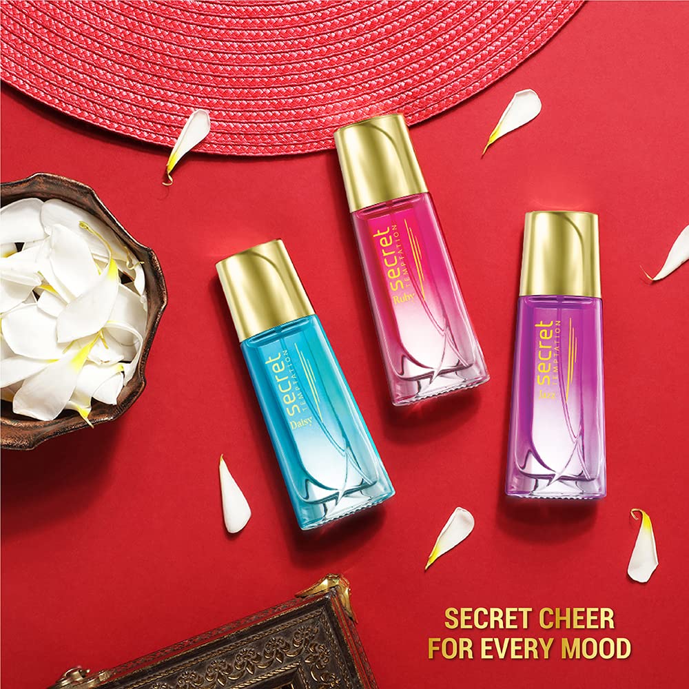 Secret Temptation Women's Perfume Gift Set - 3x30ml Eau de Parfum (Ruby, Daisy & Jazz) | Long-Lasting Luxury Fragrances for Women | Elegant Gift for Her - Birthday, Anniversary, Valentine's Day | Perfect for Date Night, Office & Special Occasions
