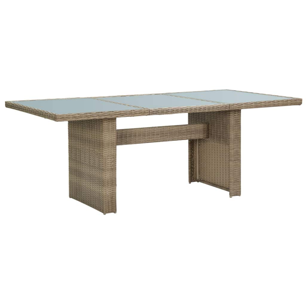 Brown 78.7x39.4x29.1 Inch Outdoor Patio Dining Table with Glass Top and Poly Rattan Frame - Perfect for Backyard Gatherings, Poolside Dining, and Garden Entertaining