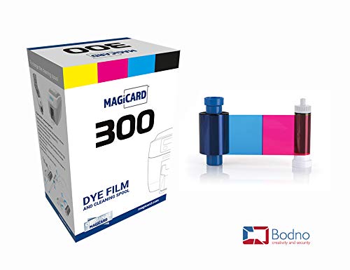Bodno 2-Pack Magicard 300 Printer MC300YMCKO with YMCKO Color Ribbon - 300 Prints Capacity - Ideal for ID Badge Printing, Loyalty Cards & Membership Cards