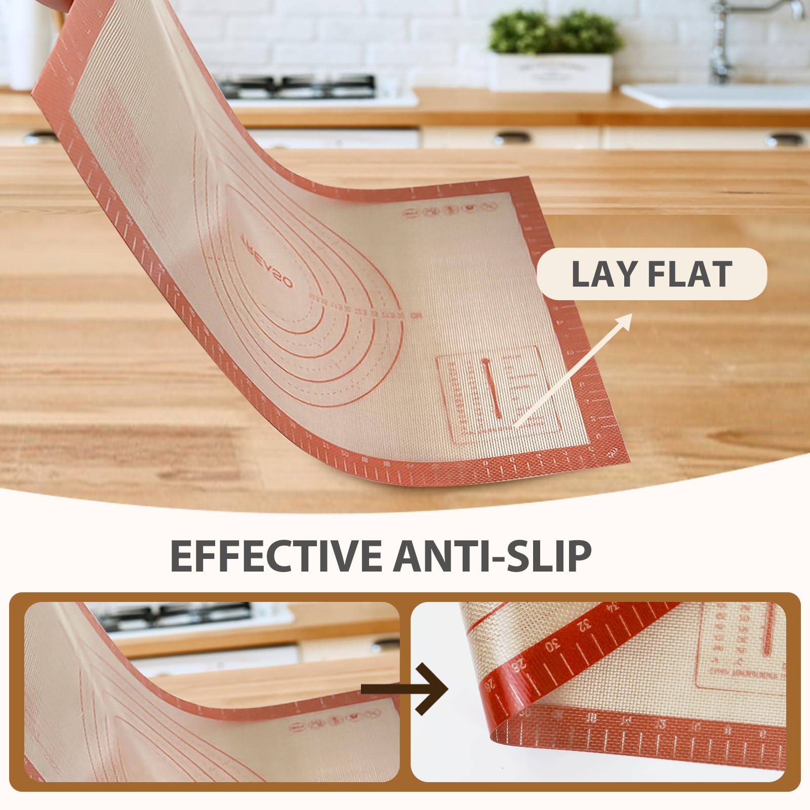 Premium Silicone Baking Mat - 0.7mm Extra Thick Non-Stick Pastry Dough Sheet (24