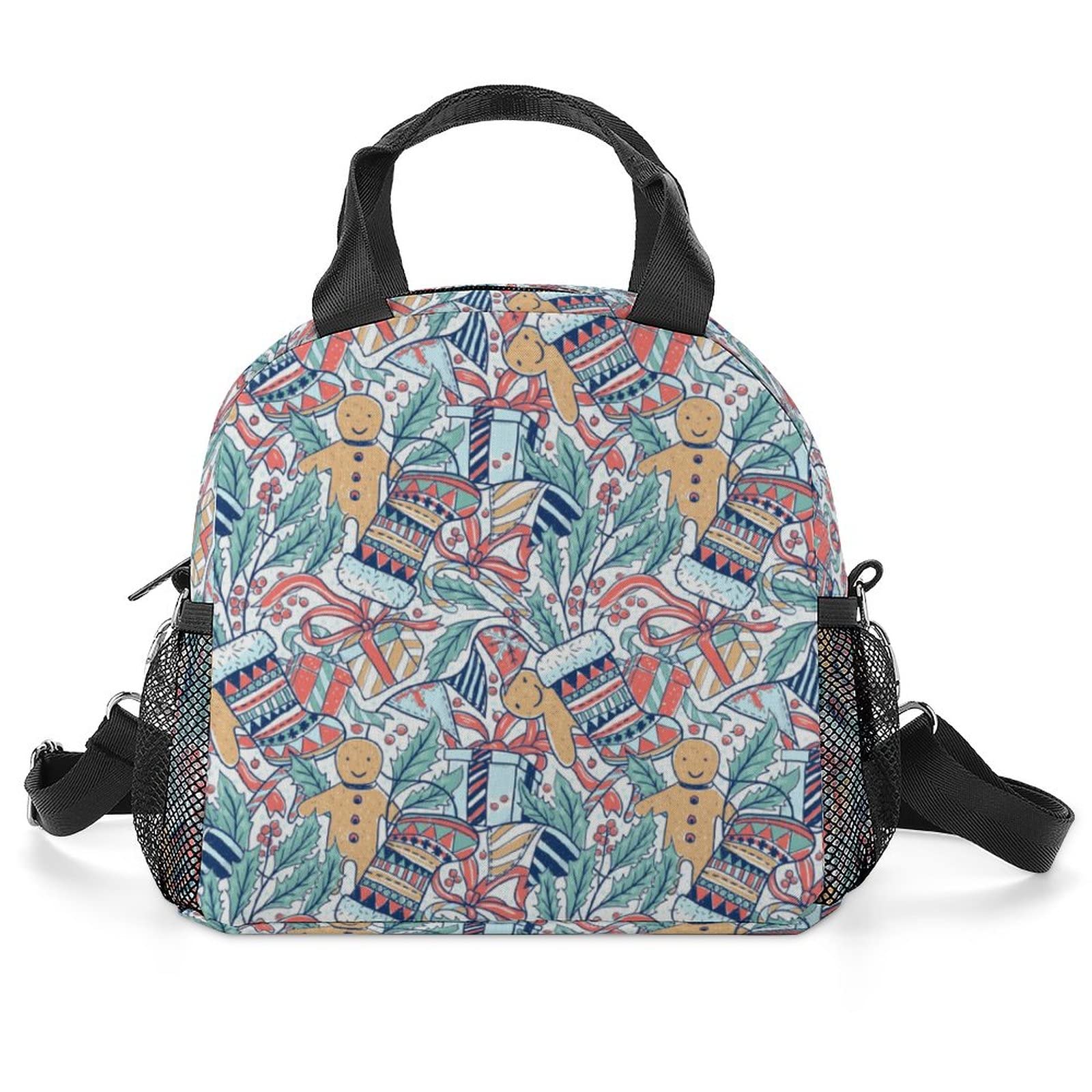 Eco-Friendly Printed Insulated Lunch Bags - Reusable Cooler Tote for Work, School, Picnic & Beach - Christmas Decorations & Shoe Storage - Perfect for Meal Prep, Outdoor Activities & Holiday Gifting