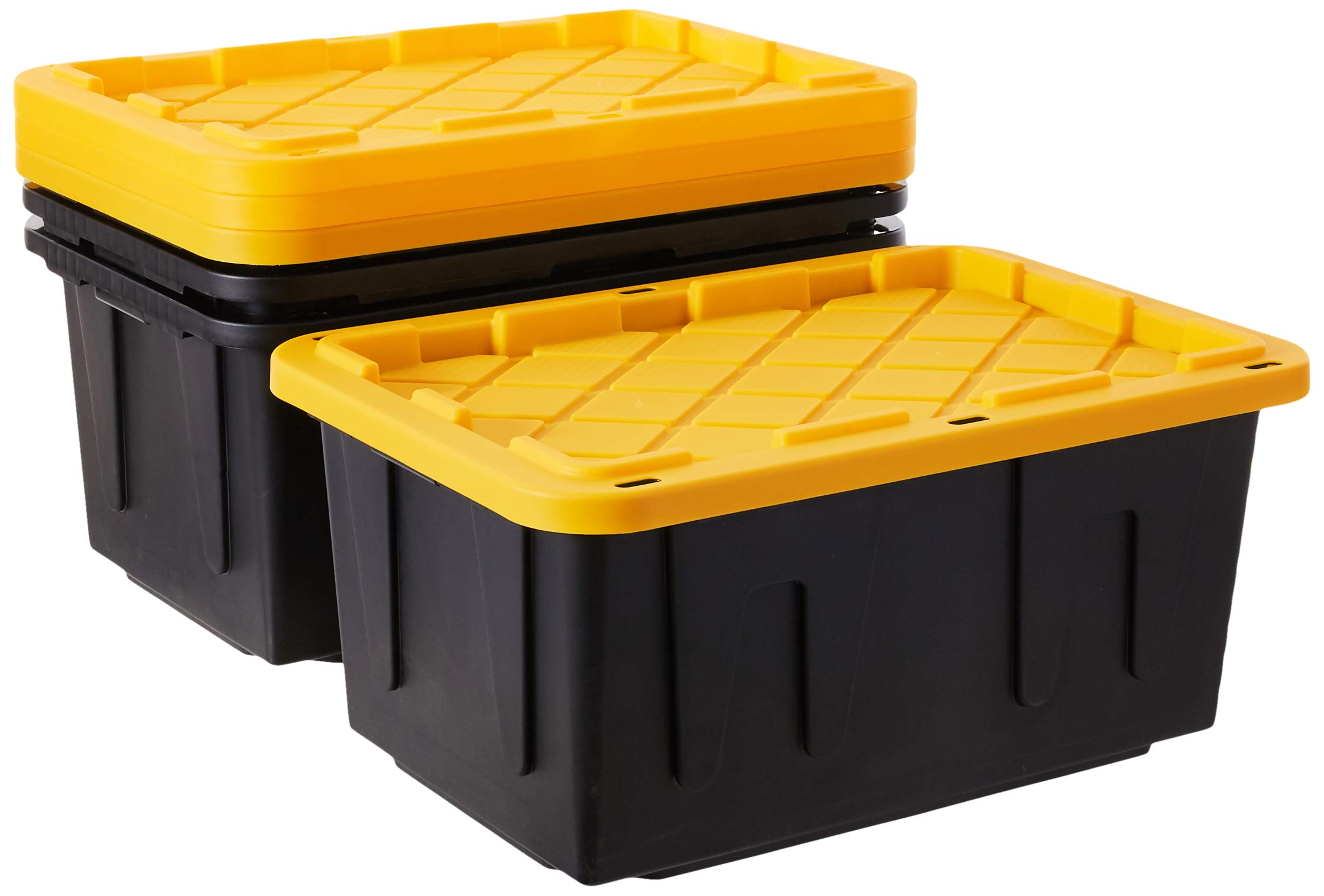 HOMZ 27-Gallon Heavy Duty Storage Totes - Pack of 4 Large Plastic Bins for Home Organization, Garage Storage & Moving Supplies