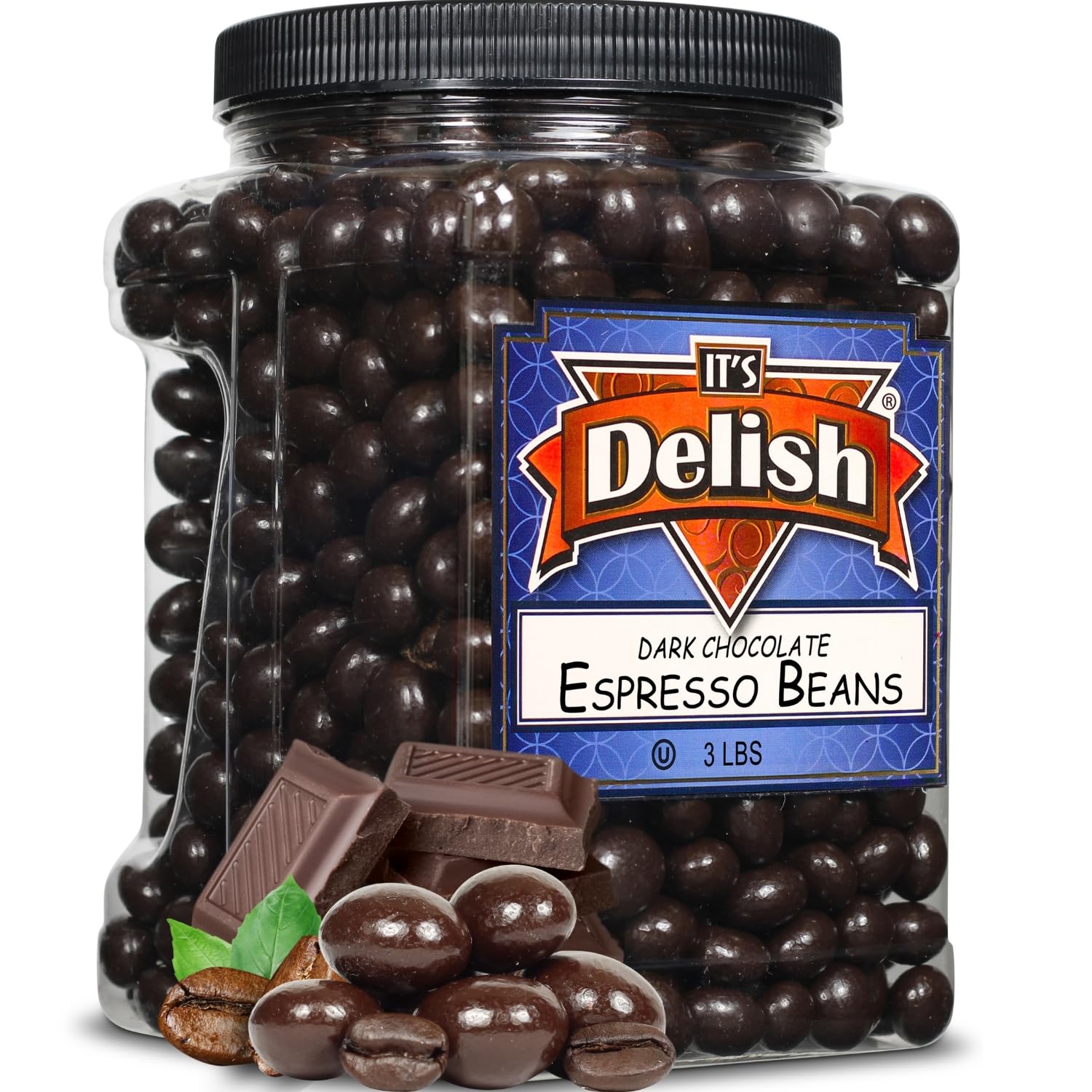 Dark Chocolate Espresso Beans 3lbs - Vegan Kosher Snack for Coffee Lovers