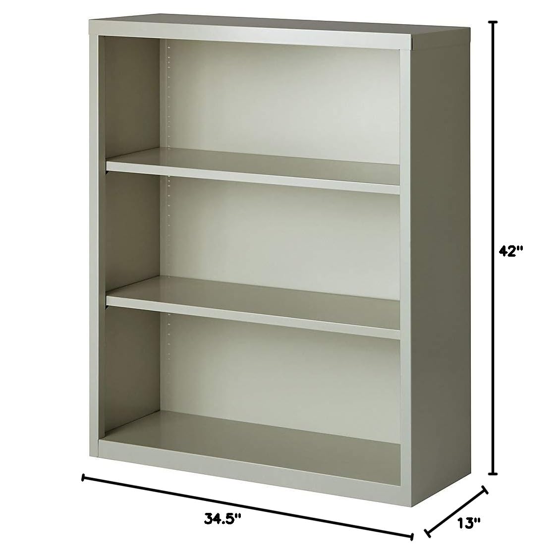 Lorell LLR41283 Fortress Series Steel Bookcase - Light Gray Office Storage Cabinet, 34.5