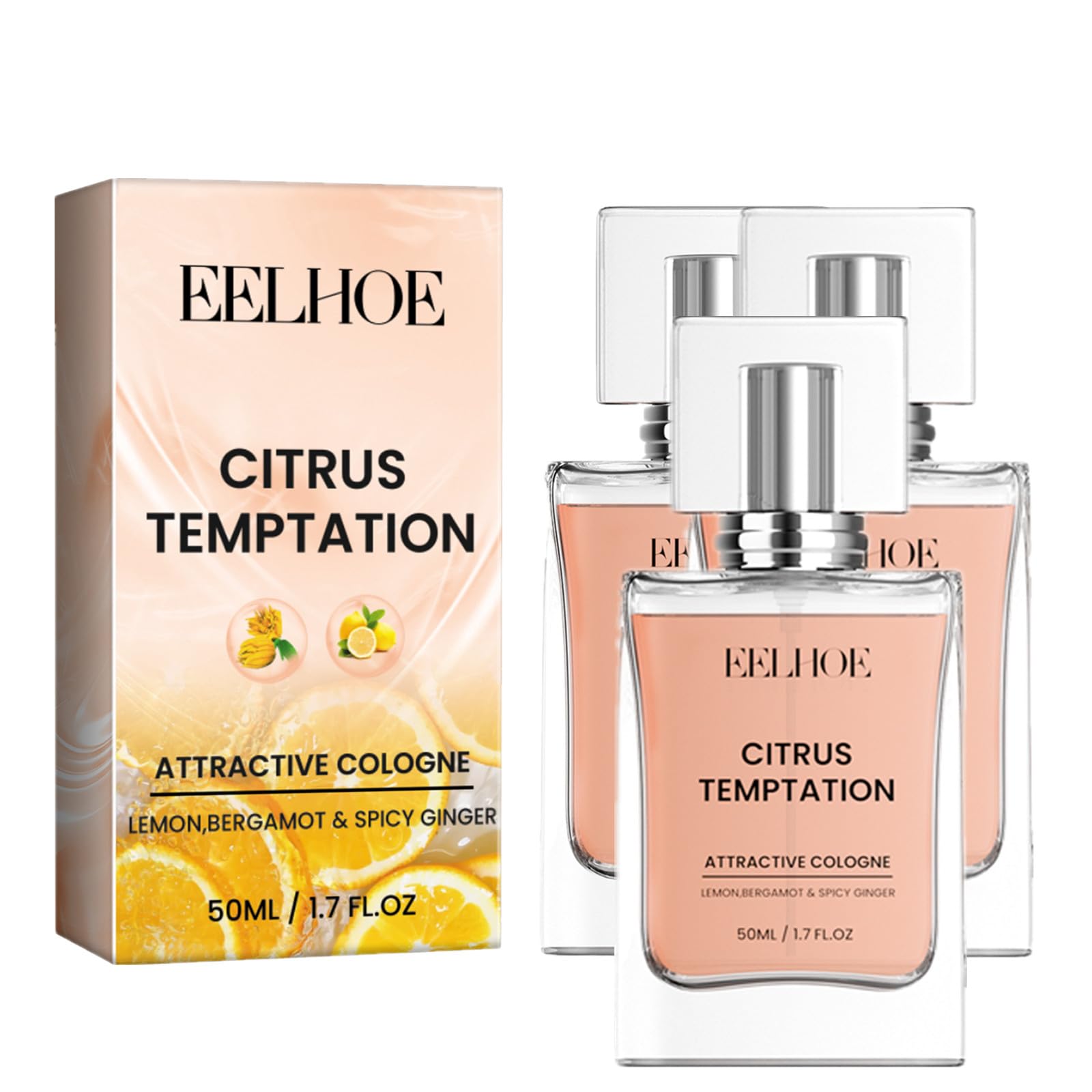 Best Pheromone Cologne for Men - Hypnotic & Attractive Fragrance Eau de Toilette, 50ml (Citrus Temptation 3-Pack) | Long-Lasting Scent for Dating, Nightlife & Special Occasions