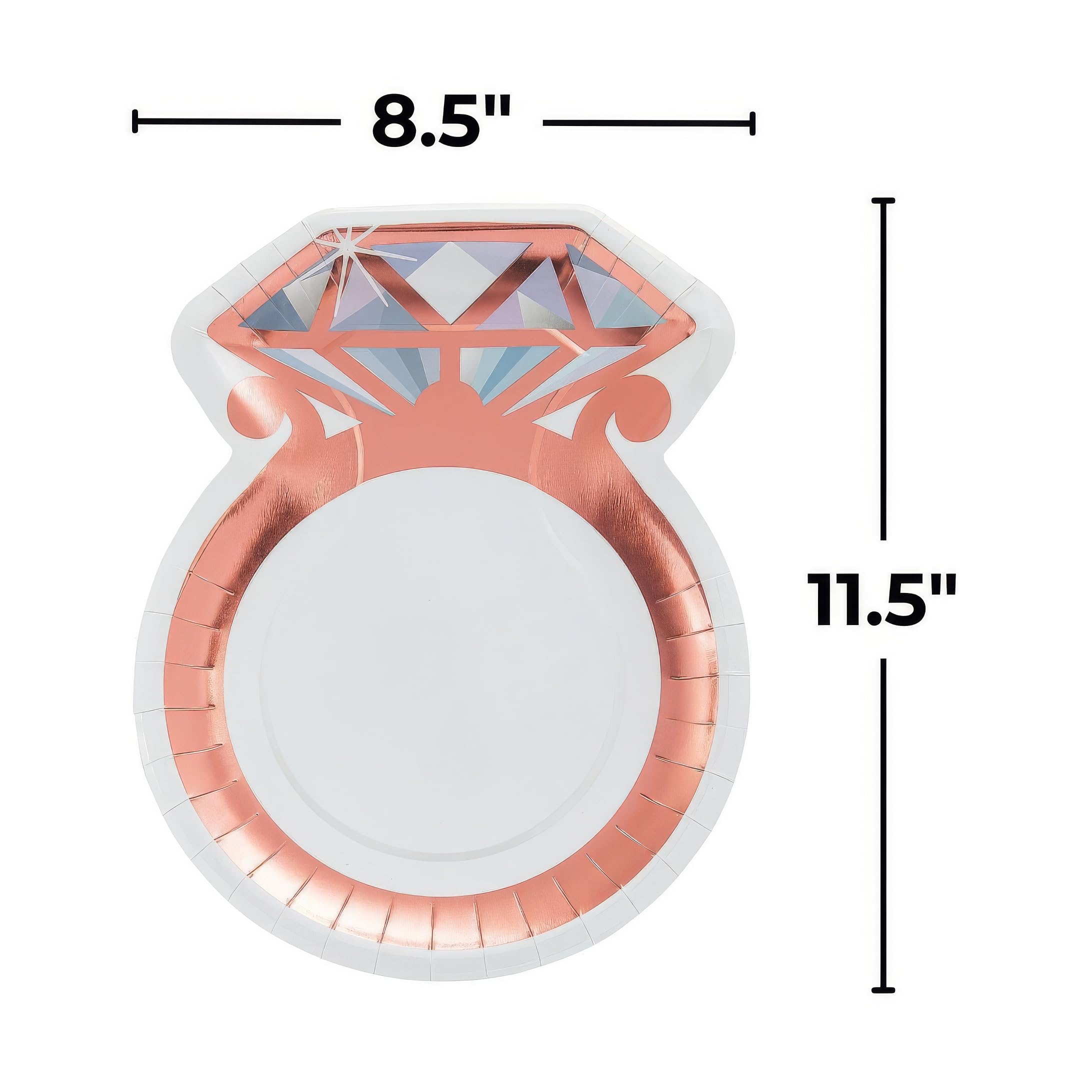 Elegant White & Rose Gold Wedding Ring-Shaped Disposable Paper Plates - 8-Piece Set for Engagement Parties, Birthday Celebrations, Baby Showers & New Year Events - Perfect Decorative Tableware for Special Occasions