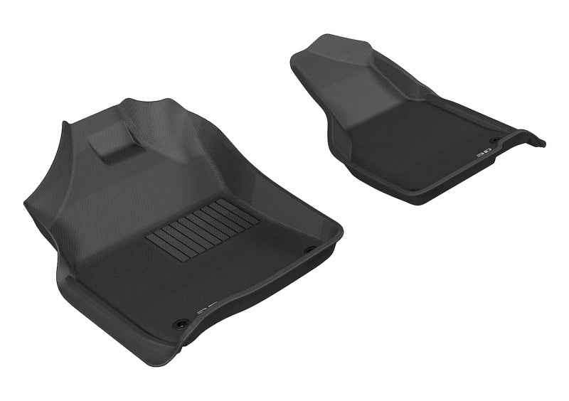 3D MAXpider Custom Fit Floor Mats for 2012-2020 Dodge Ram 1500/2500/3500 Crew Cab & Mega Cab - Kagu Series 1st Row Black Car Mats | All-Weather Protection & Perfect Fit for Trucks