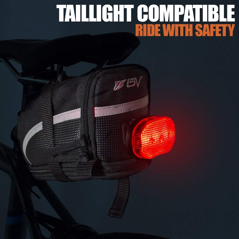 BV Large Bike Saddle Bag with LED Bike Light Set - Waterproof Cycling Accessories for Mountain & Road Bikes - Perfect for Commuting, Night Riding & Outdoor Adventures
