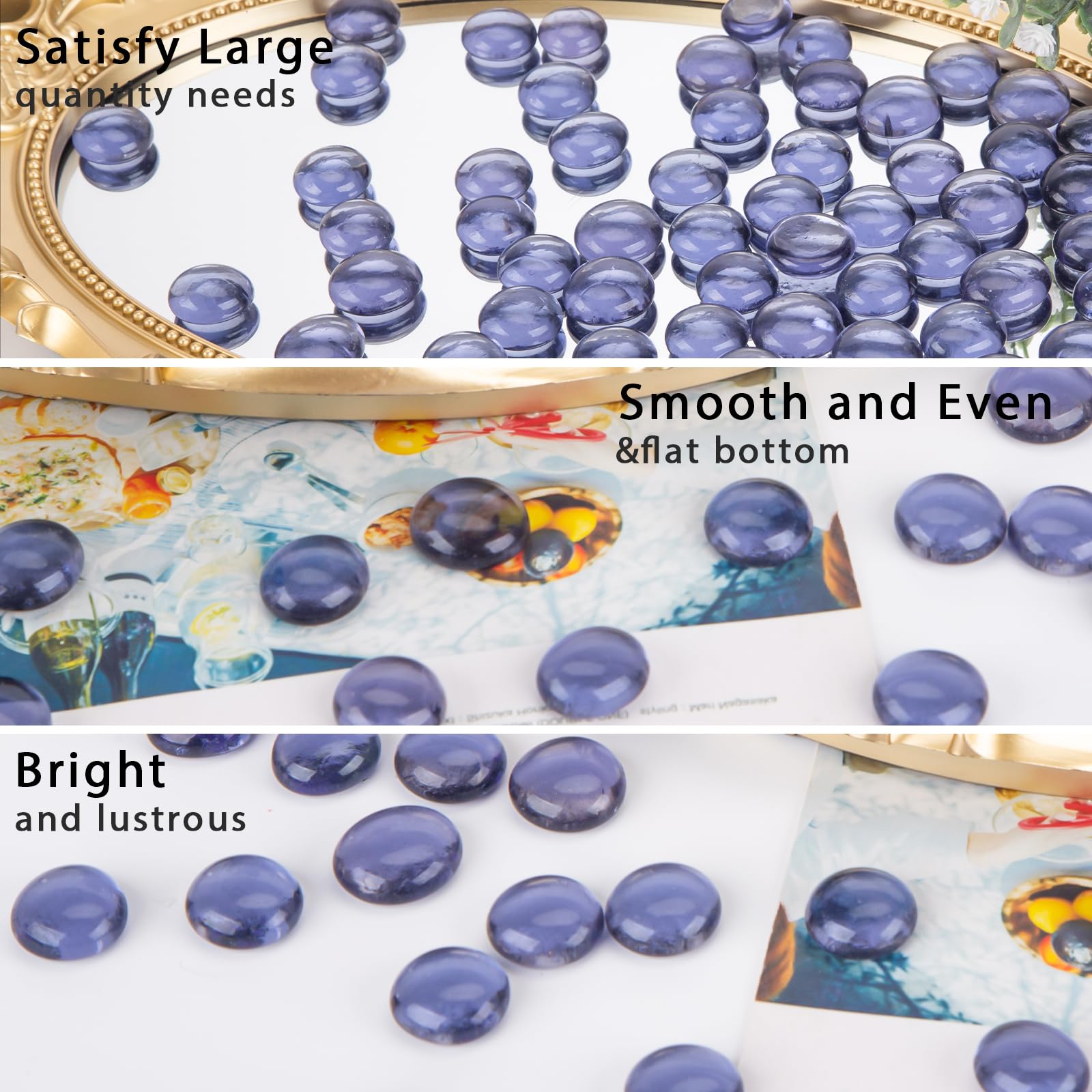 DomeStar 1LB Flat Glass Marbles - Purple Decorative Stones for Vases, Aquariums & Fish Tanks | Vase Fillers, DIY Crafts & Table Scatter Decor | Perfect for Home Decor, Wedding Centerpieces & Party Decorations