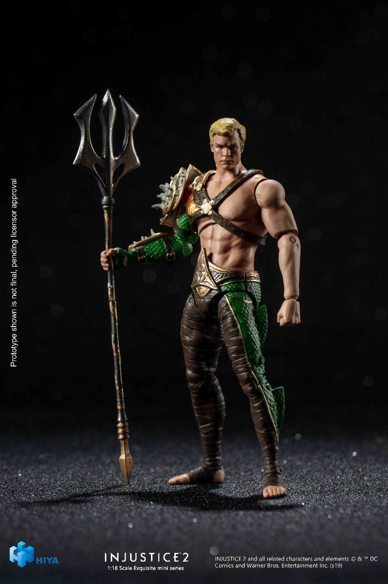 1/18 HIYA 4-Inch Action Figure - Exquisite Mini Series Injustice 2 Aquaman Collectible Toy for Display & Play | Superhero Figurine Gift for Fans & Collectors | Battle Scene Diorama & Shelf Decoration