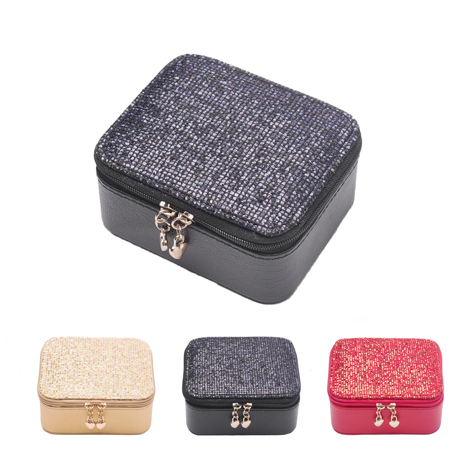 Portable Leather Jewelry Organizer Box for Women - Mini Travel Jewelry Case with Earring & Ring Storage - Perfect Gift for Travelers & Fashion Lovers (Black) | Great for Business Trips, Vacations & Daily Organization