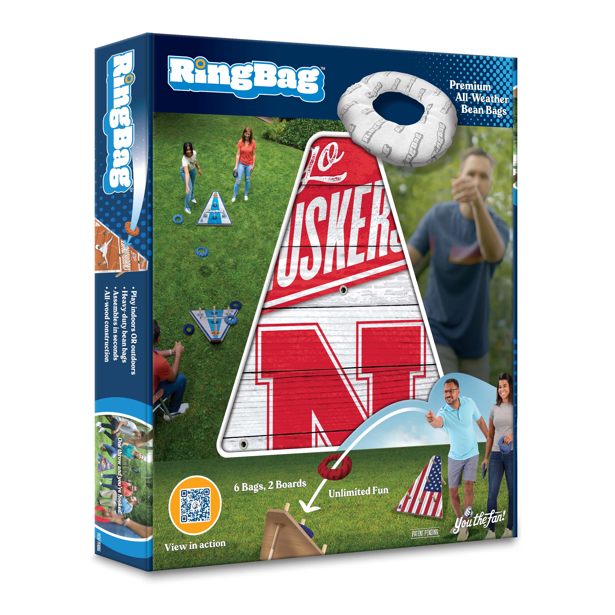 Nebraska Huskers Ring Bag Game - Official Team Logo Cornhole Set for Tailgating, Backyard Parties & College Sports Fans