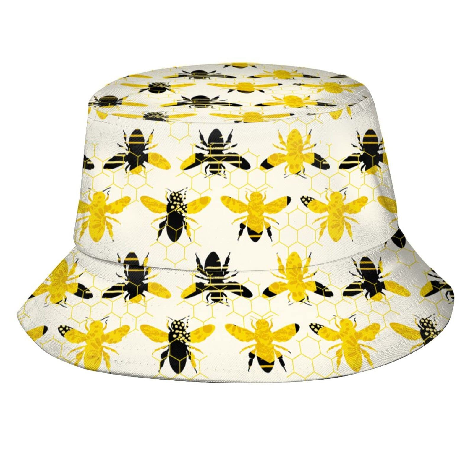 Cute Bee Bucket Hat - Floral Fisherman Sun Hat for Women & Men - UV Protection for Fishing, Hiking, Camping & Outdoor Activities