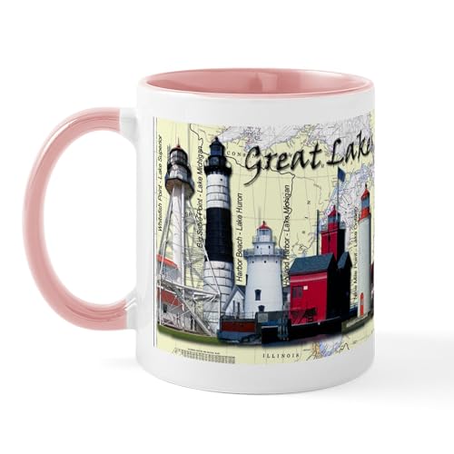 White/Pink Inside - Great Lakes Lighthouses Mug
