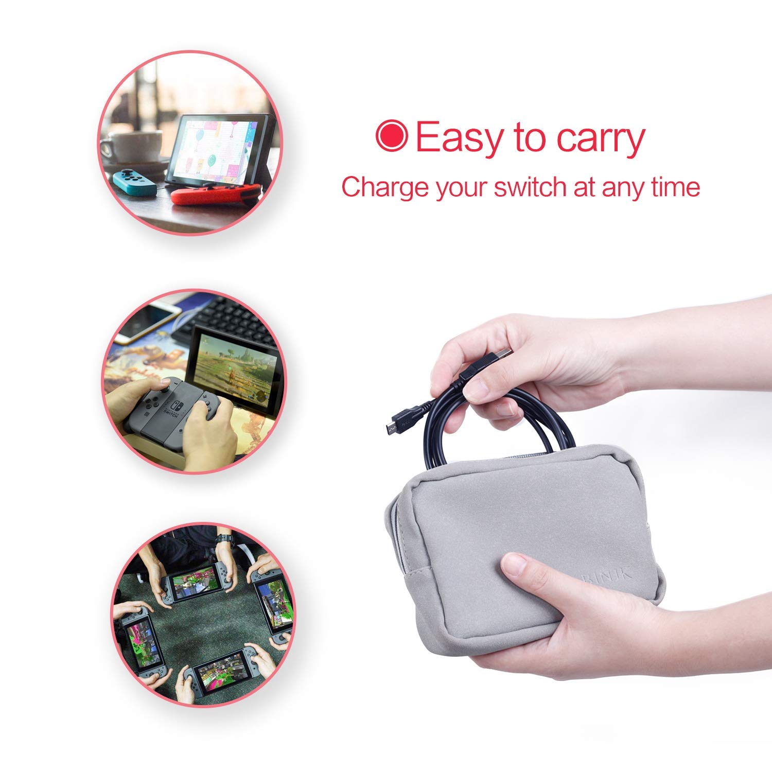 Nintendo Switch Lite Charger Dock with Type C Input & USB C Charging Cable - Gray | Portable Charging Stand for Gaming On-The-Go, Travel & Home Use
