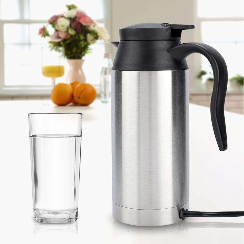 24V Electric Travel Kettle - 750ml Stainless Steel Car Heating Mug for Coffee & Tea | Perfect for Road Trips, Camping & Office Commutes