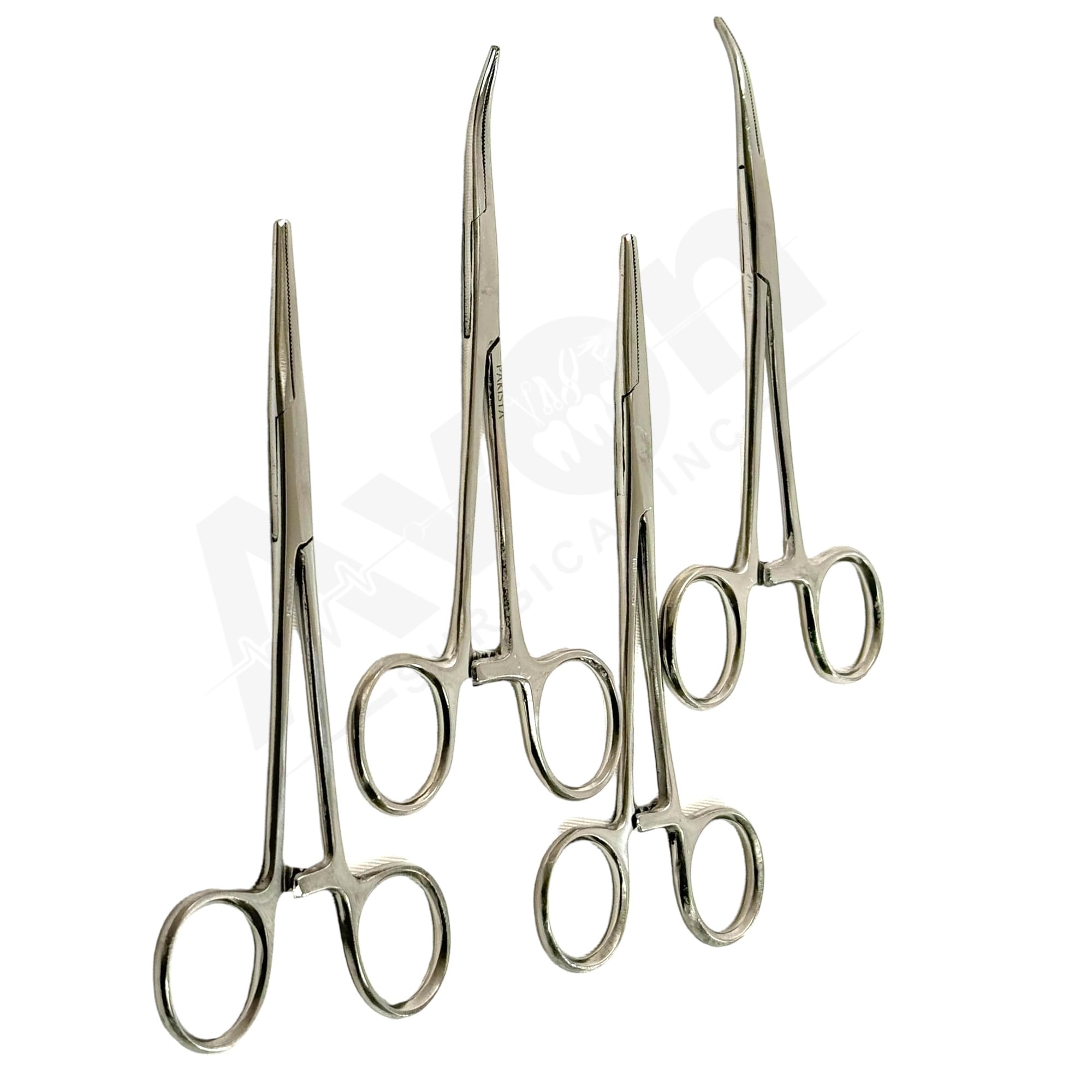 4-Piece Kelly Hemostat Forceps & Crile Hemostat Forceps Set - 5.5