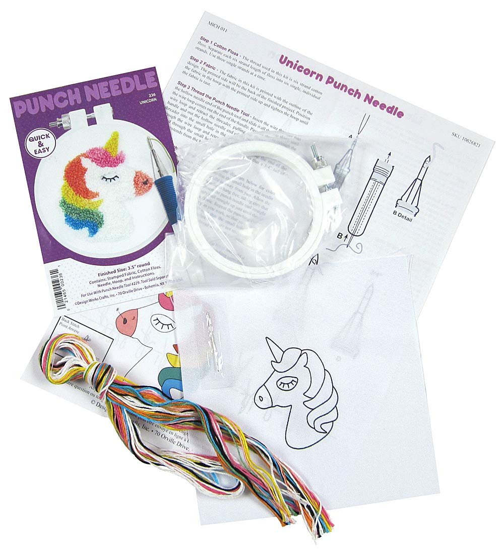 Unicorn Punch Needle Kit for Beginners - DIY Embroidery Craft Set with Hoop, Yarn & Needles - Perfect for Home Decor, Gifts & Stress Relief