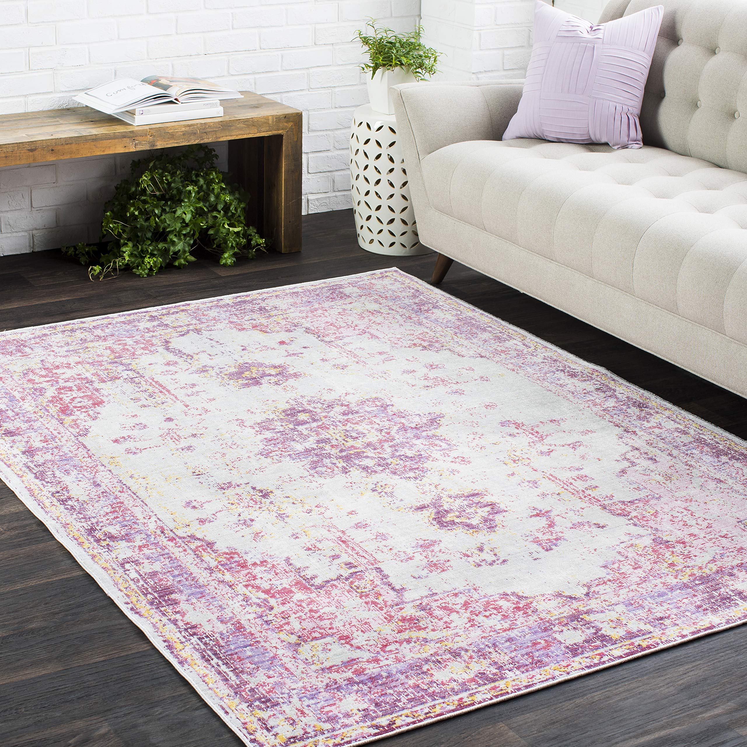 Mark&Day Traditional Bright Pink Area Rug 2x3 ft - Soft Non-Slip Living Room Carpet, Bedroom Rug, Kitchen Floor Mat - Perfect for Home Decor, Dorm & Office (2' x 2'11