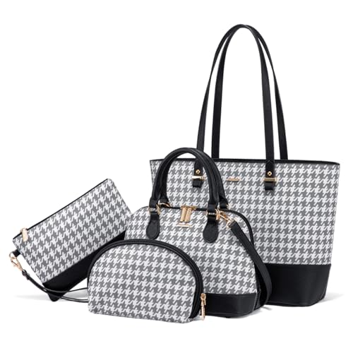 4 Pcs-houndstooth Grey