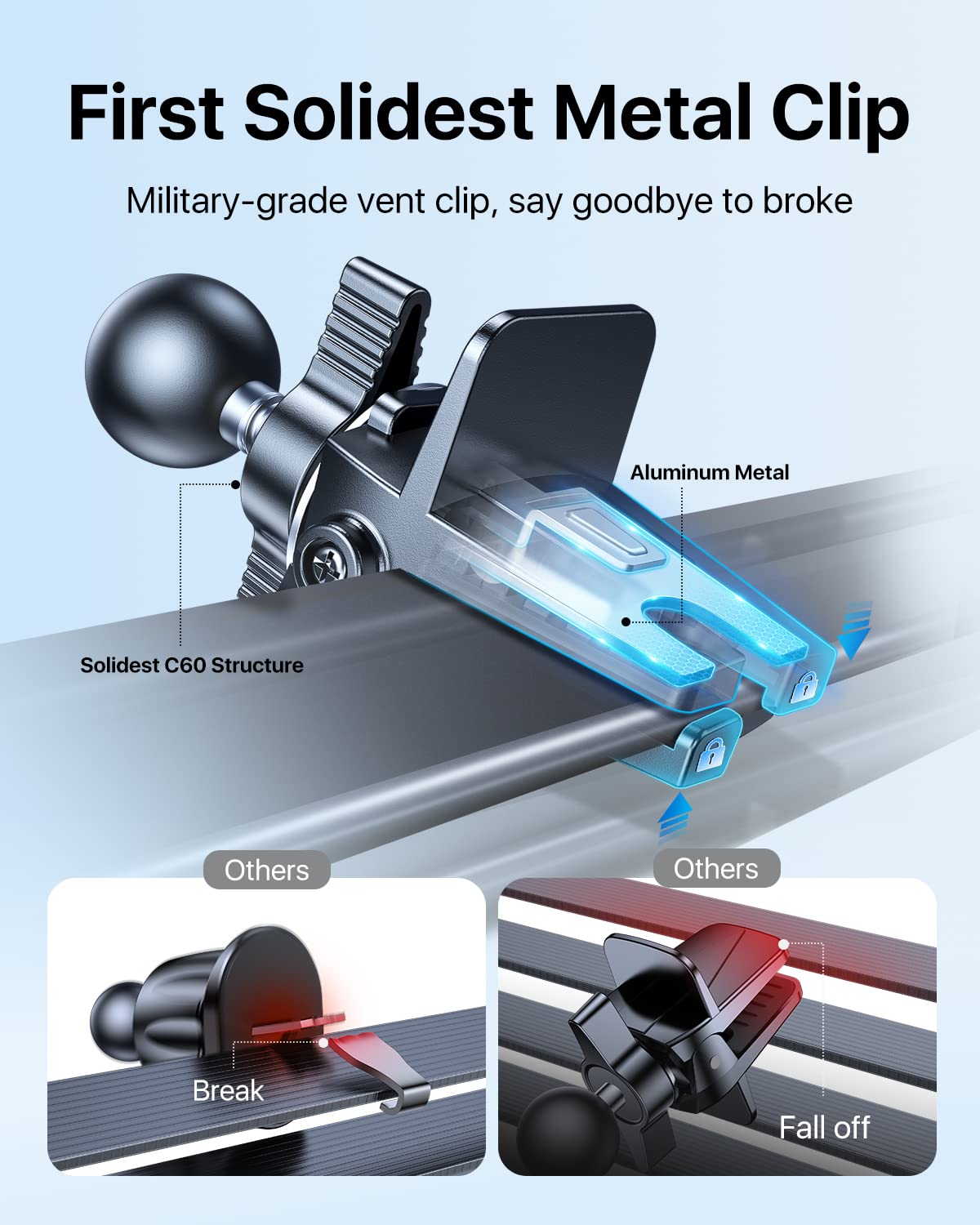 Andobil Upgraded Magsafe Car Mount Pro - Strongest Magnetic Phone Holder for iPhone 16/15/14 Pro Max & Samsung S25/S24 - 360° Rotation Vent Mount with Carbon Fiber Design - Perfect for Safe Driving & GPS Navigation