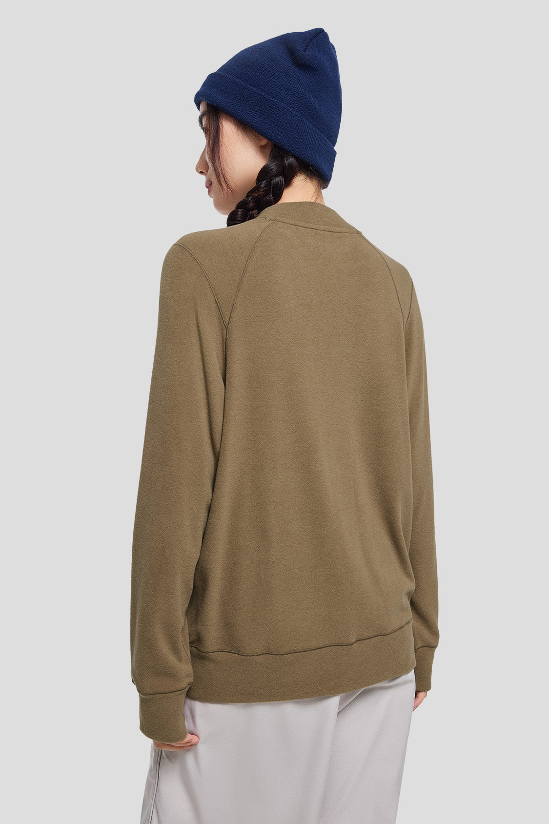 Cozy Fleece Women's Relaxed Mid Warmth Mock Neck Top - Soft Winter Layering Shirt for Casual Wear & Outdoor Activities