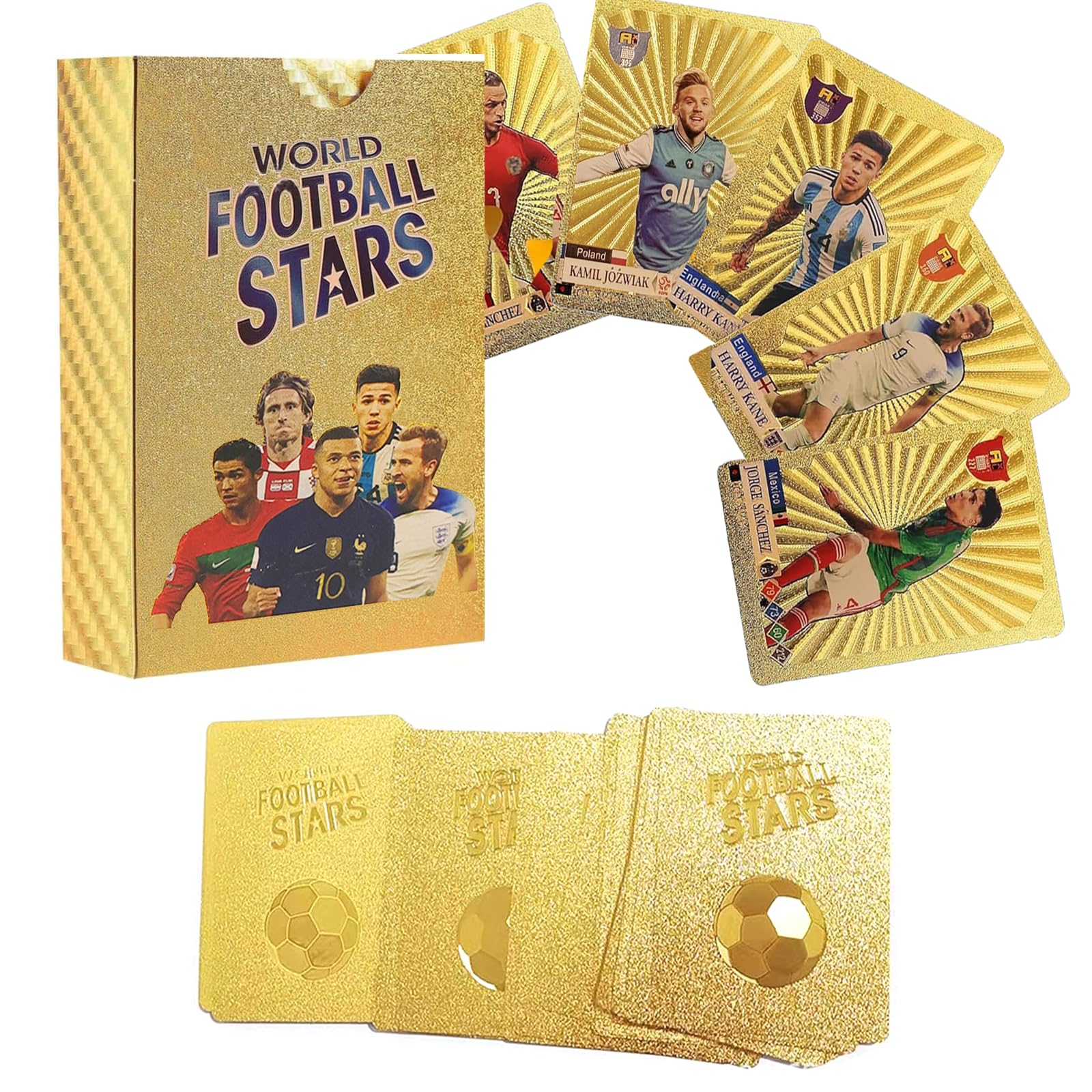 2025 World Cup Football Star Trading Cards - 55 Gold Foil Collectible Cards for Soccer Fans & Collectors | Euro 2025 Edition - Perfect for Display, Trading & Memorabilia Collections