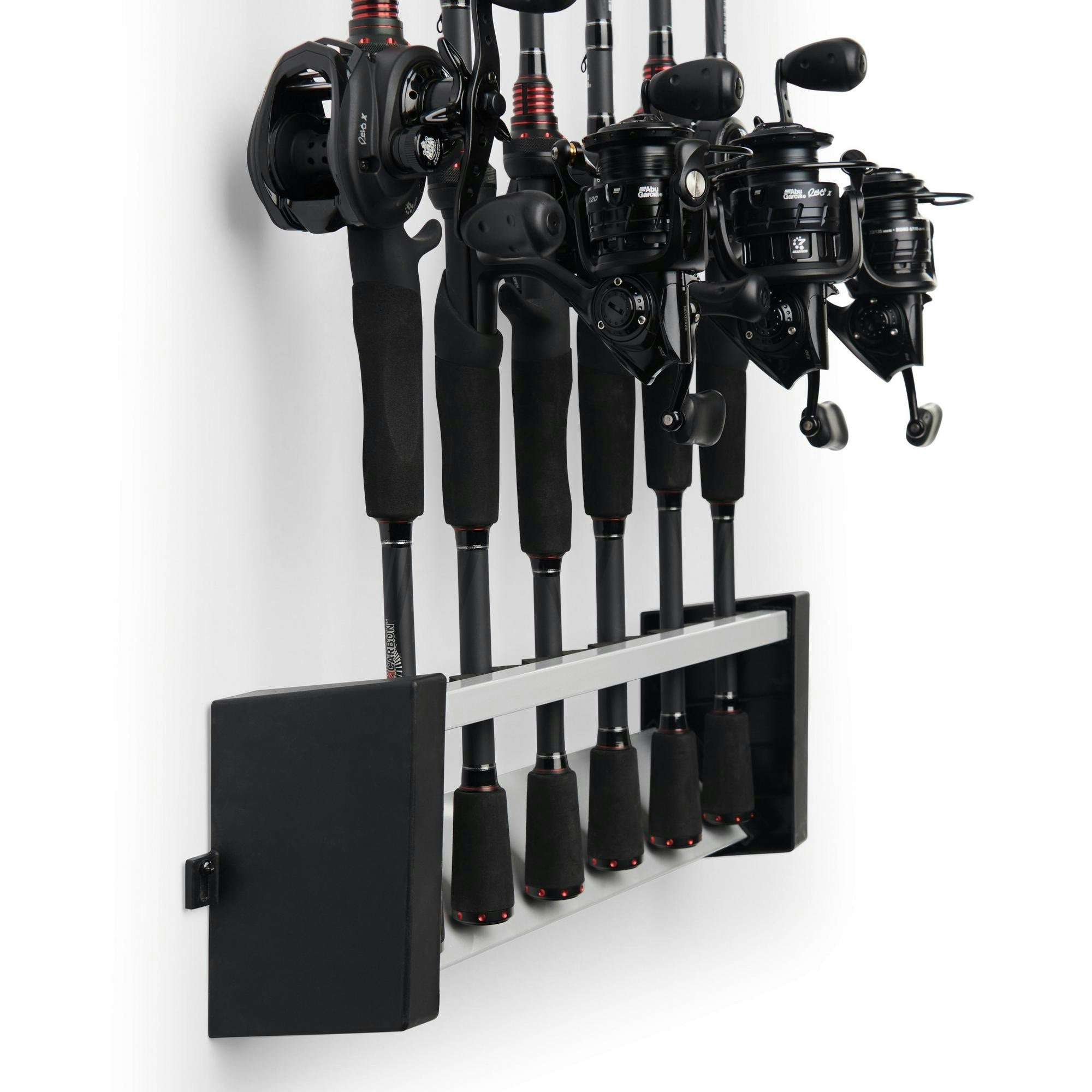 Abu Garcia Vertical 11 Fishing Rod Holder - Wall Mounted Rod Storage Organizer for Fishing Rods & Poles - Perfect for Garage, Boat, or Tackle Shop Organization