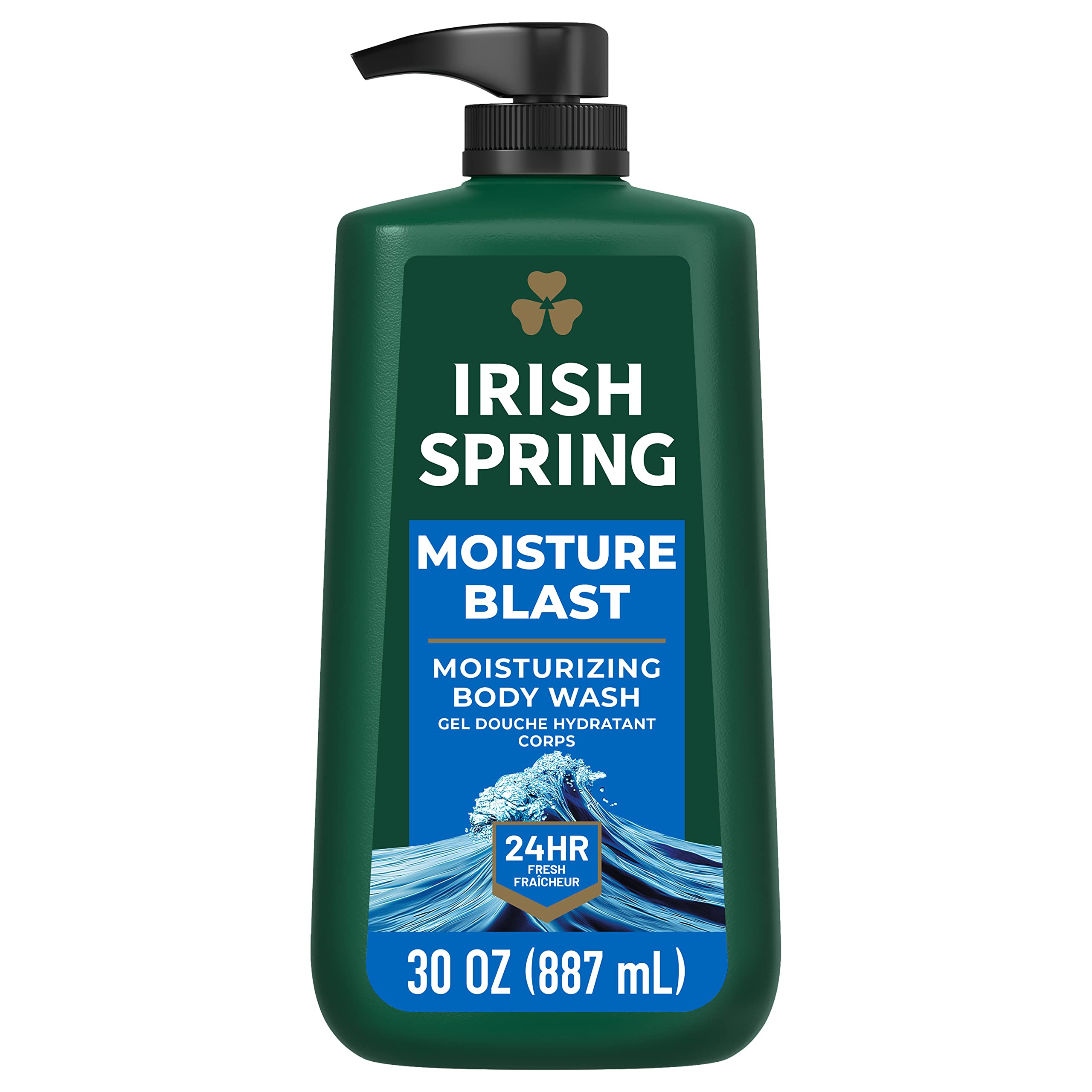 Irish Spring Moisture Blast Body Wash for Men - 30 Oz Pump Bottle with Original Clean Scent | Refreshing Daily Shower Gel for Gym, Work & Active Lifestyle