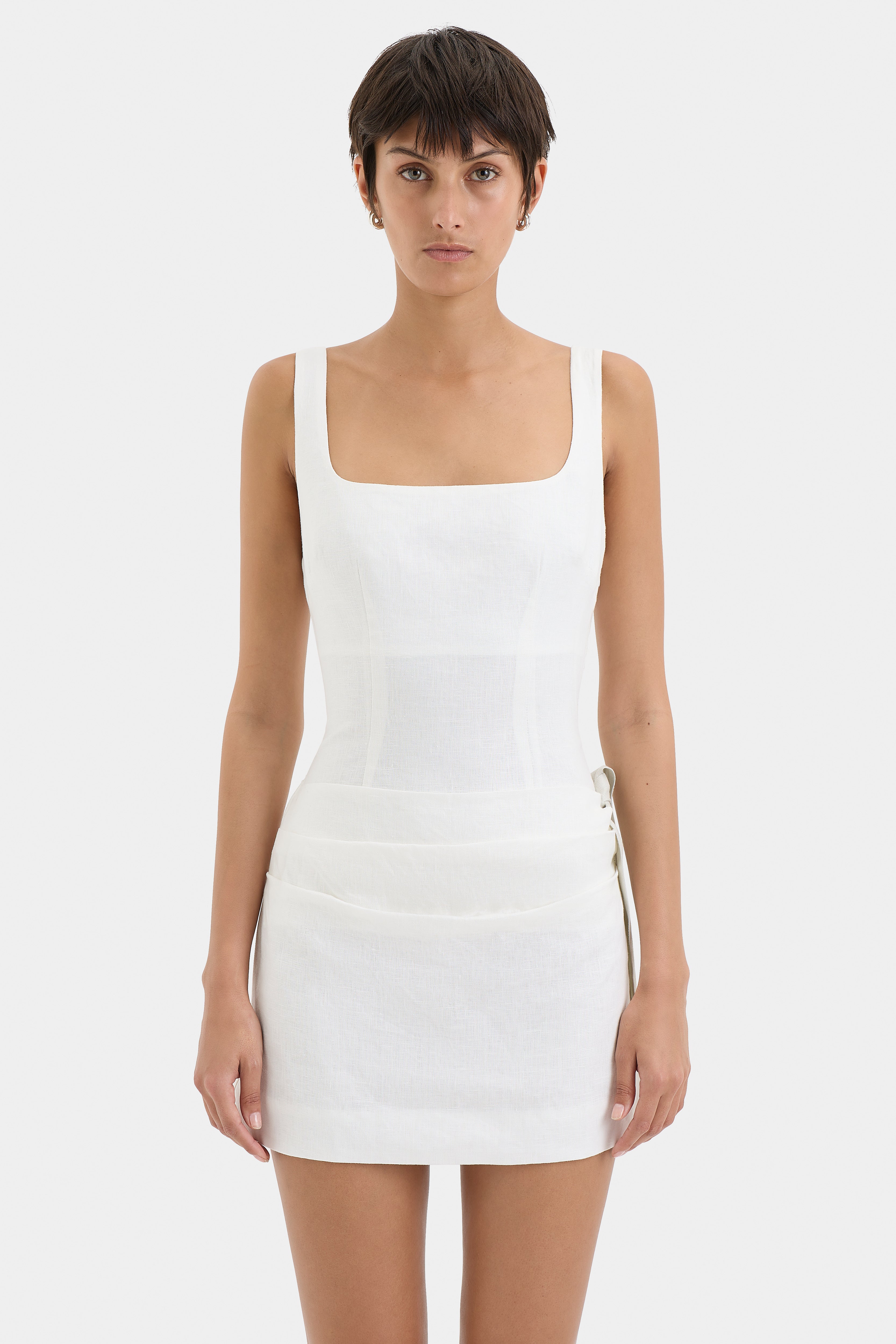 Jessamine Tie Mini Dress - Women's Elegant Sleeveless Summer Party Dress for Cocktail, Wedding & Date Night