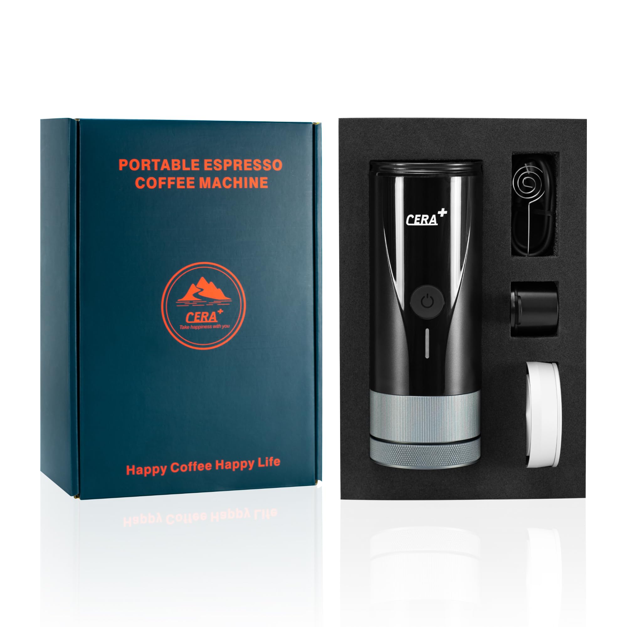 CERA+ PRO Portable Espresso Machine - Self Heating Specialty Coffee Maker for Travel, Compatible with Ultra-Fine Grind | Professional Electric Coffee Machine for Home, Office & Outdoor Adventures