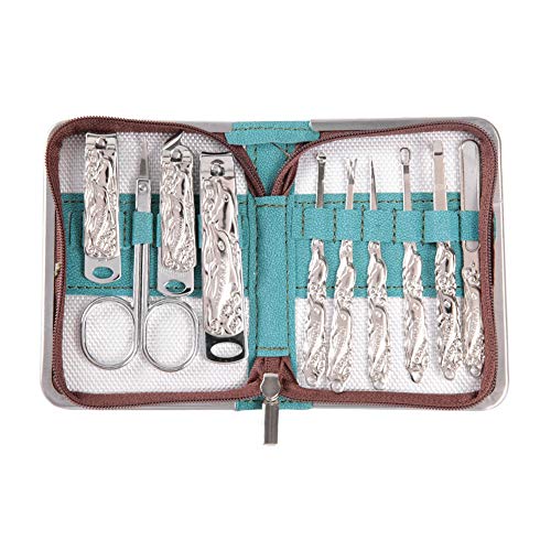 Premium Stainless Steel Manicure & Pedicure Kit - 10PCS Nail Clippers, Trimmers, Scissors & Files Set for Professional Home & Travel Nail Care - Perfect Gift for Women & Men