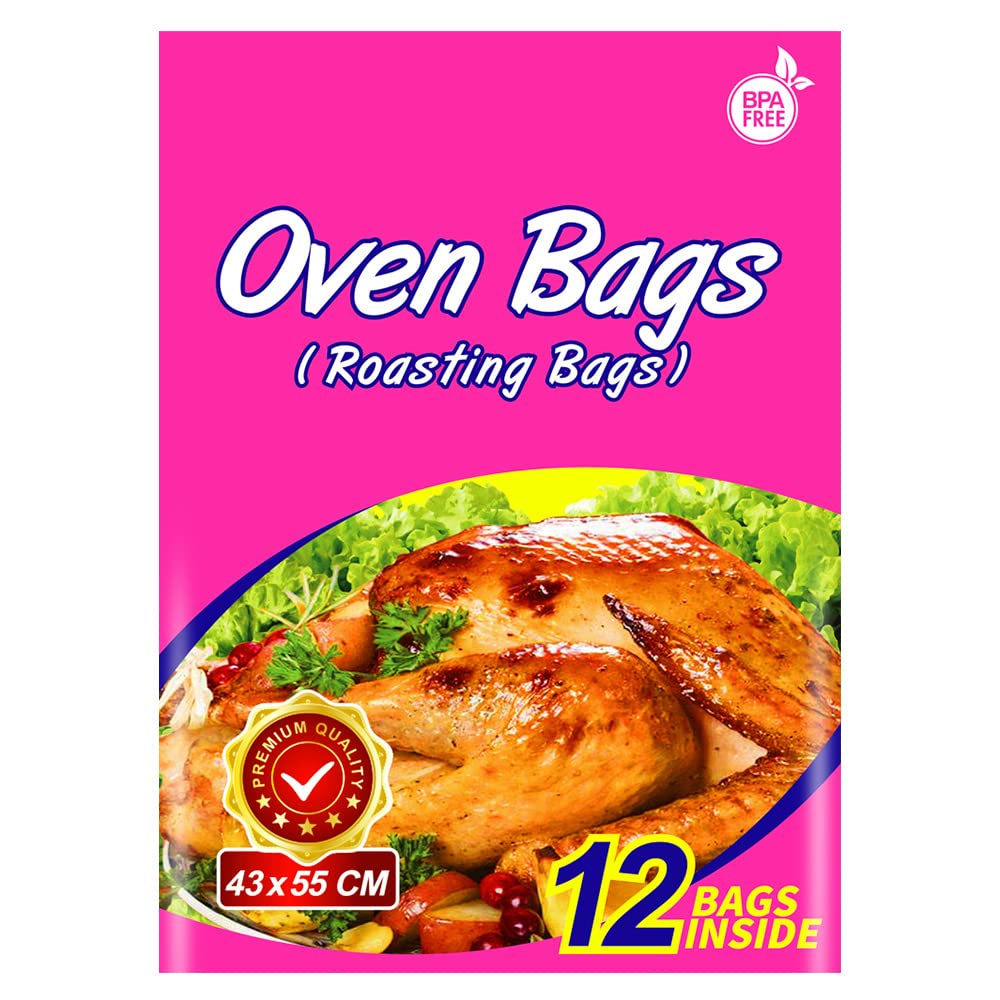 12-Pack Large Turkey Oven Bags (17x22 Inch) - Heavy Duty Roasting Bags for Turkey, Chicken, Fish & Vegetables - Perfect for Holiday Cooking, Meal Prep & Sous Vide