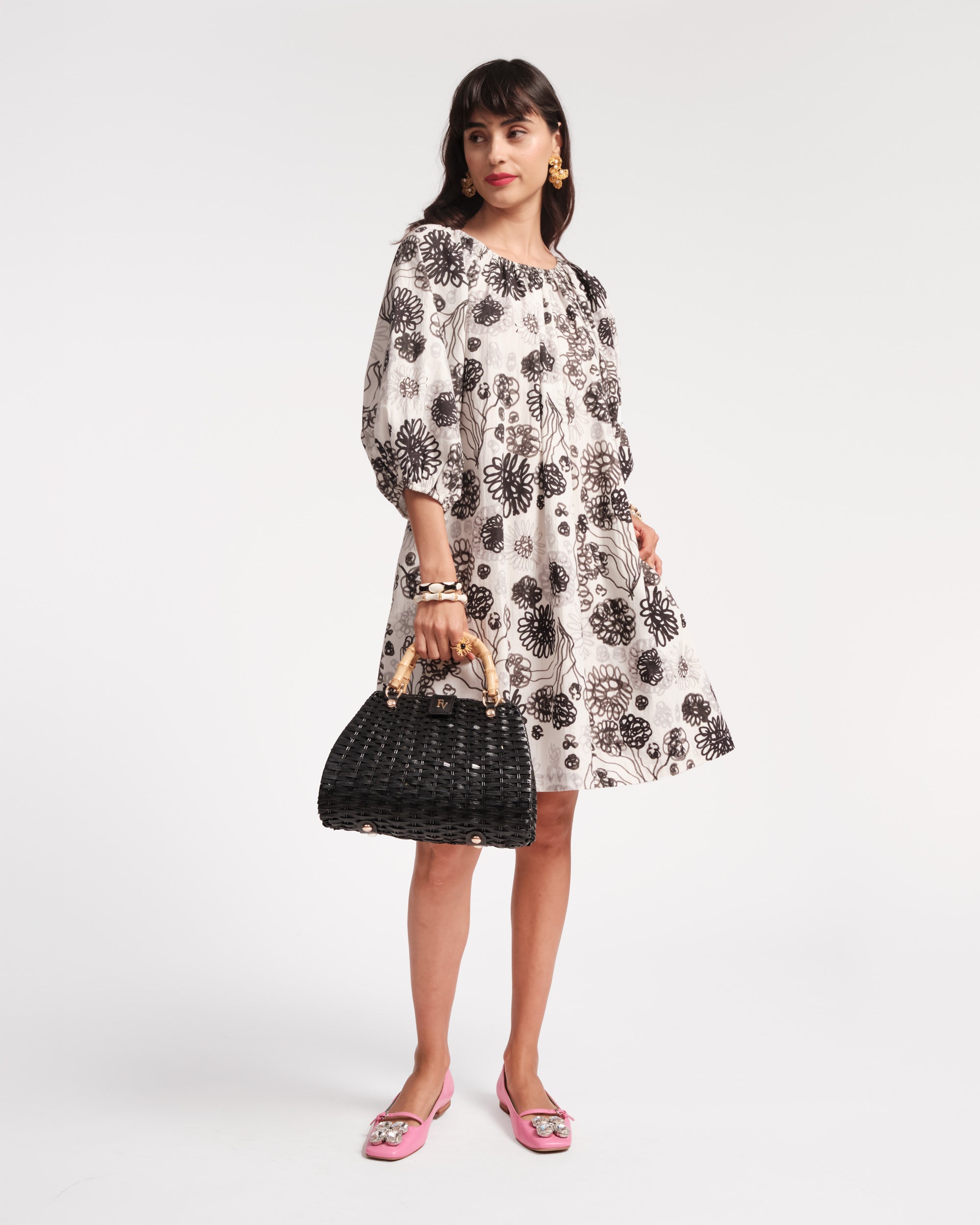 Bliss Mini Dress Scribble - Floral Print Summer Dress for Women | Casual & Party Wear | Perfect for Beach, Vacation, and Date Nights
