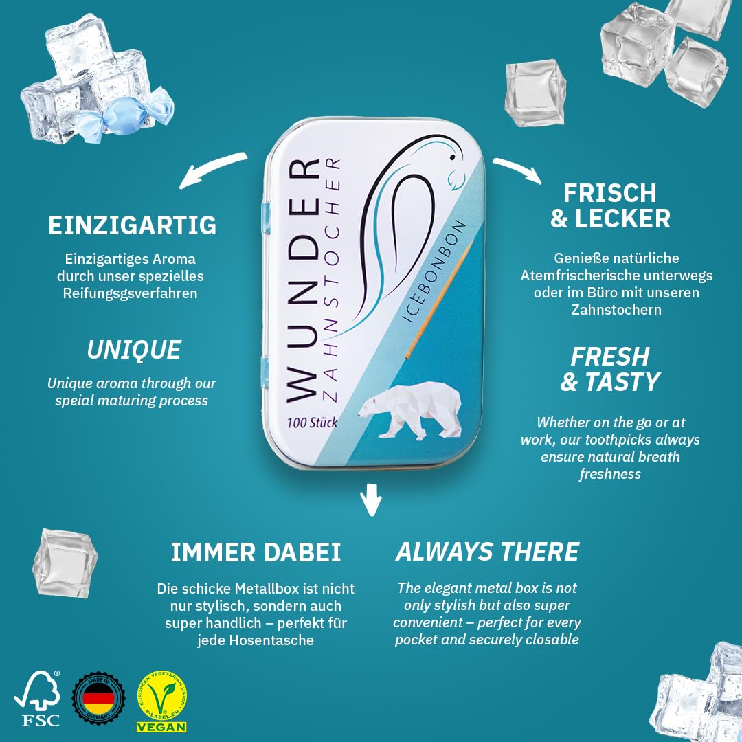 Flavored Toothpicks for Fresh Breath - Sugar-Free, Vegan, Stop Nail Biting - Portable Teeth Cleaning On The Go - Perfect for Travel, Office, and After Meals