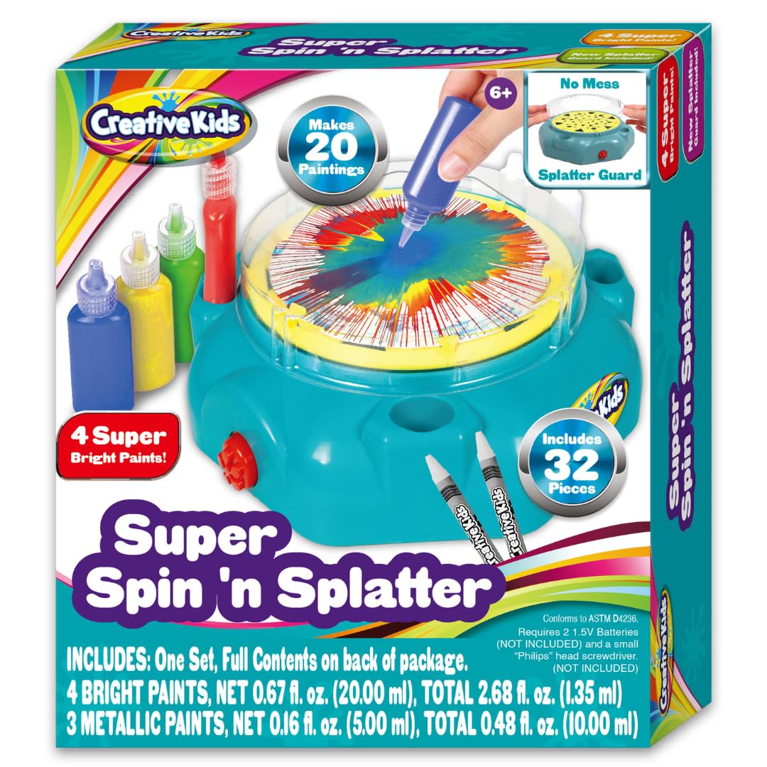 Creative Kids Super Spin 'n Splatter Art Machine - Fun Painting Spinner Toy for Boys & Girls Ages 6-9 - Perfect Birthday Gift & Indoor Activity for Home, Classroom & Playdates