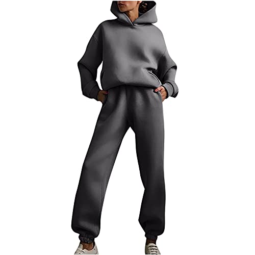 DII Women's 2 Piece Solid Color Hoodie Sweatsuit Set - Long Sleeve Crewneck Top & Jogger Pants Tracksuit for Women | Casual Loungewear, Workout, Yoga & Streetwear Fashion