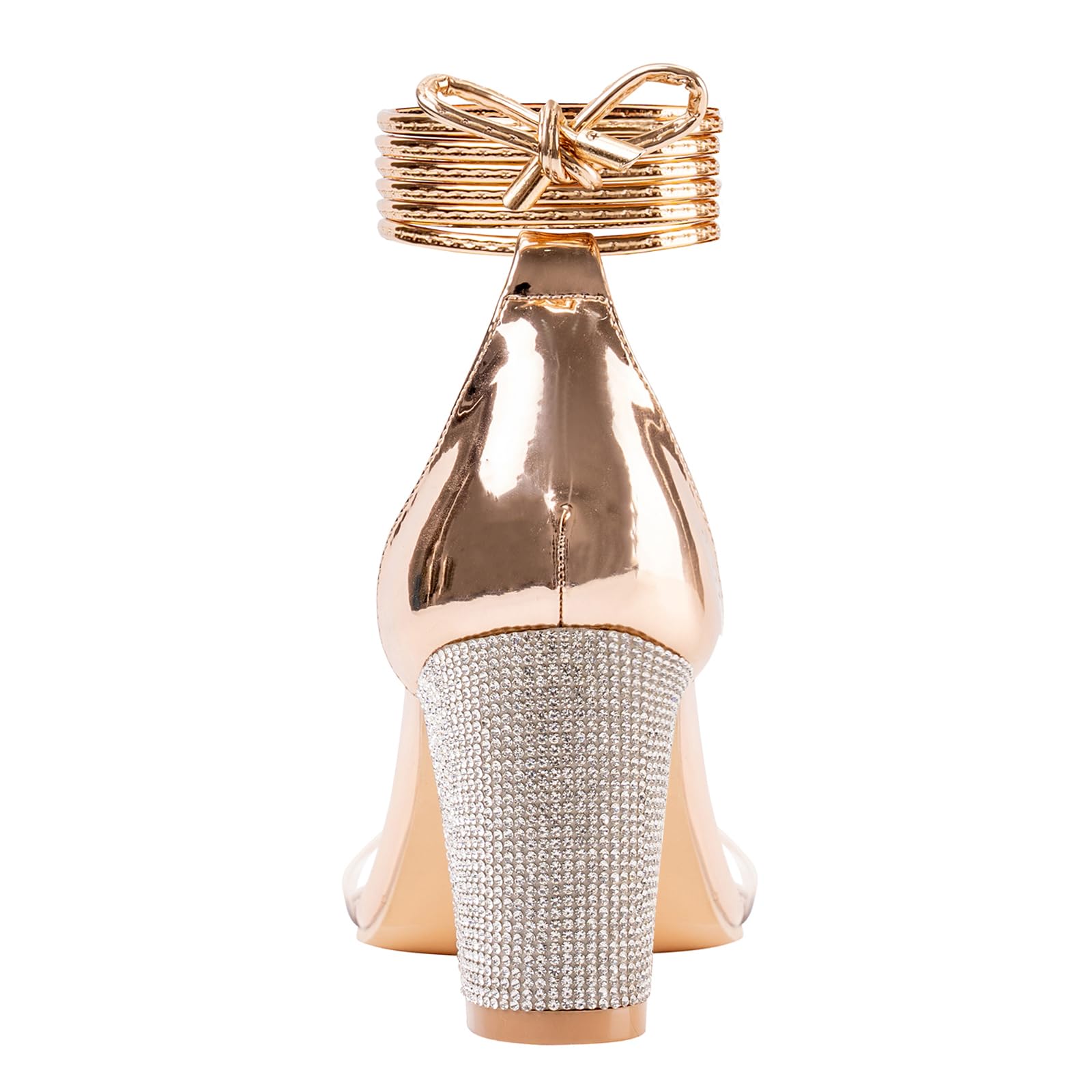 Women's Chunky High Heel Sandals - Comfortable Open Toe Strappy Rhinestone Heels in White, Silver, Gold & Black | Ankle Strap Dress Shoes for Parties, Weddings & Evening Events