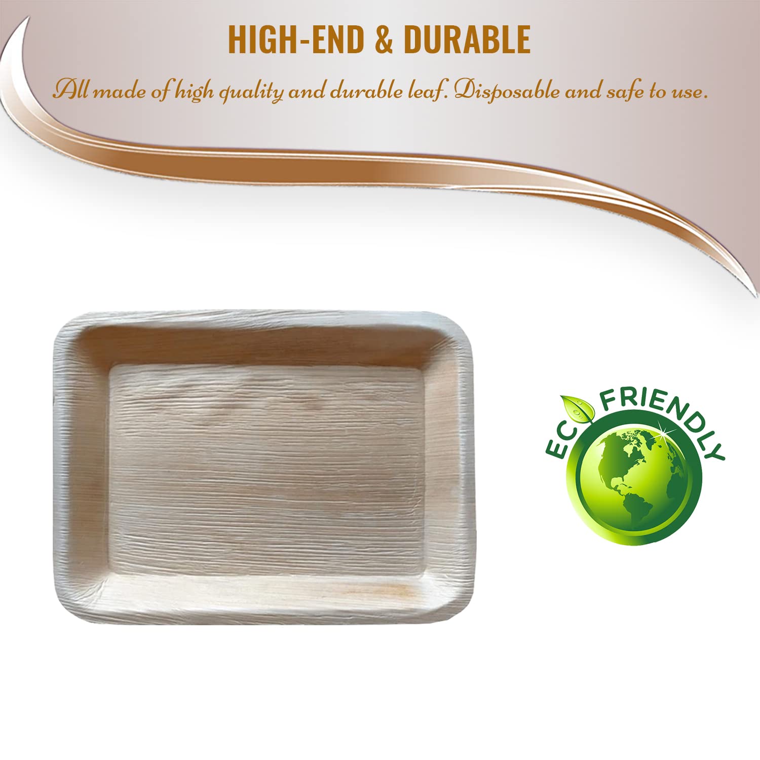 Eco-Friendly Disposable Palm Leaf Plates - 100% Biodegradable & Compostable Dinnerware for Parties, Picnics, Weddings & Events - 6