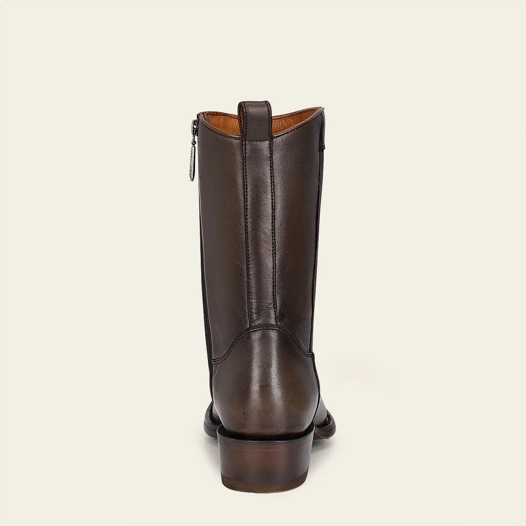 Men's Cuadra Brown Cowboy Boots with Ostrich Leg Design & Ankle Zip - Stylish Western Boots for Rodeo, Country Music Festivals & Casual Wear