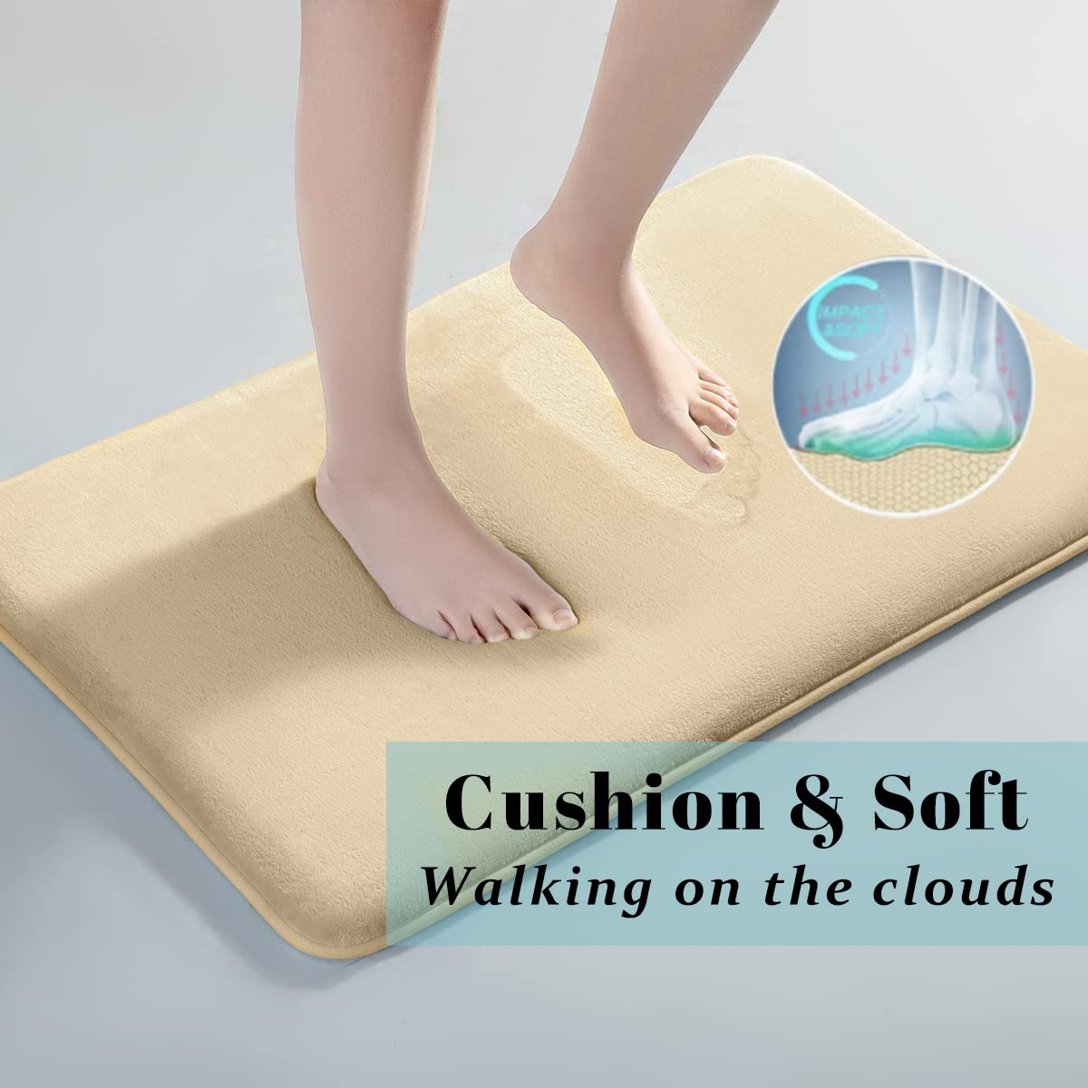 SONORO KATE Memory Foam Bath Rug - Non-Slip Machine Washable Bathroom Mat - Super Absorbent Velvet Bathroom Rug - Quick Dry Bath Floor Mat for Shower & Tub (17