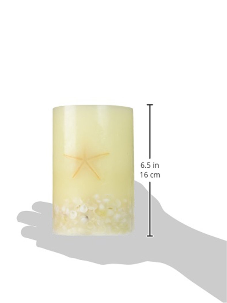 Seastar Flameless LED Pillar Wax Candle Lights with Timer - Battery Operated (2 D Batteries) - Real Seastar & Inlaid Shell Design - Perfect for Home Decor, Weddings, and Romantic Ambiance