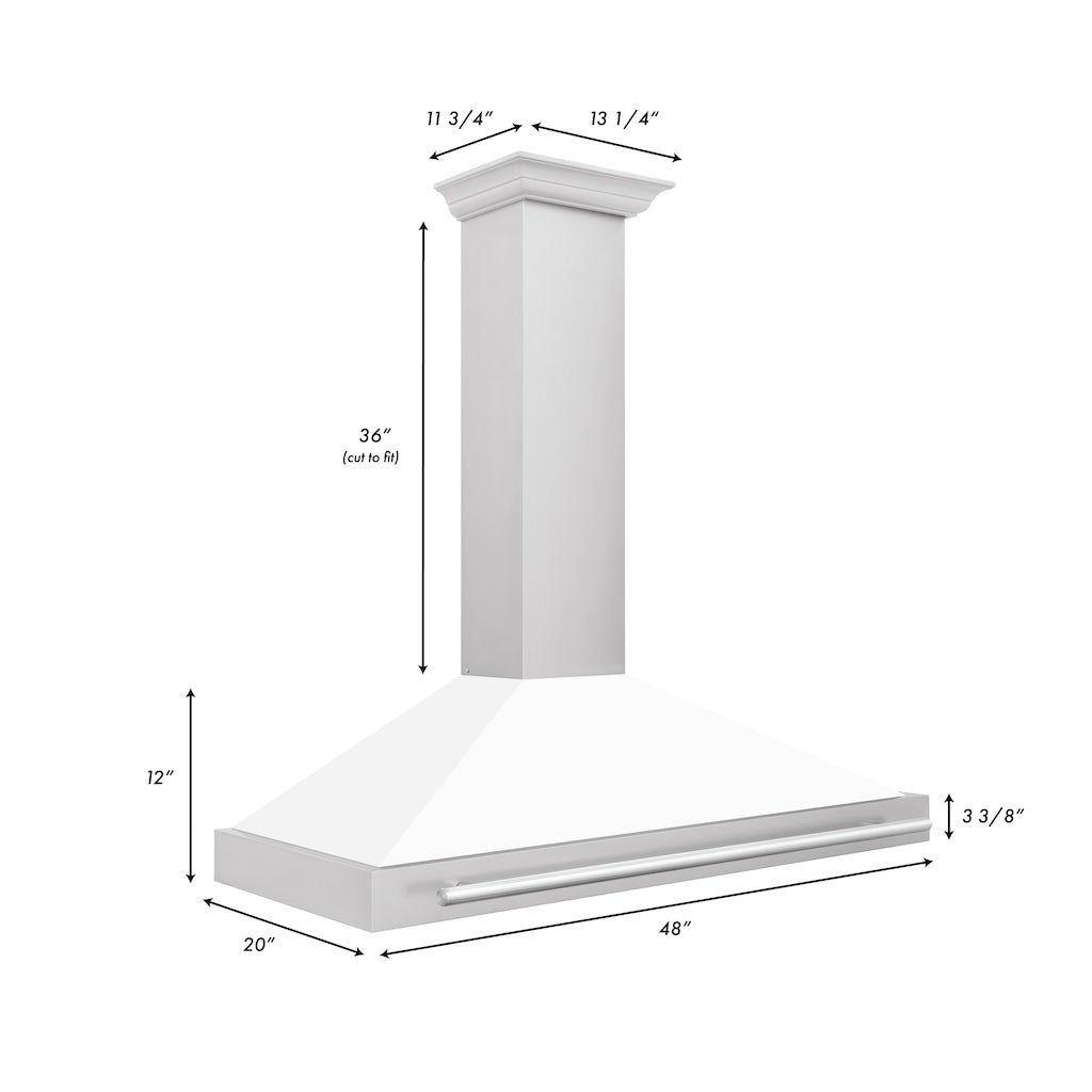 ZLINE KB4STX WM Convertible Stainless Steel Range Hood - White Matte Shell with Stainless Steel Handle | Professional Kitchen Ventilation for Home Cooking & Baking