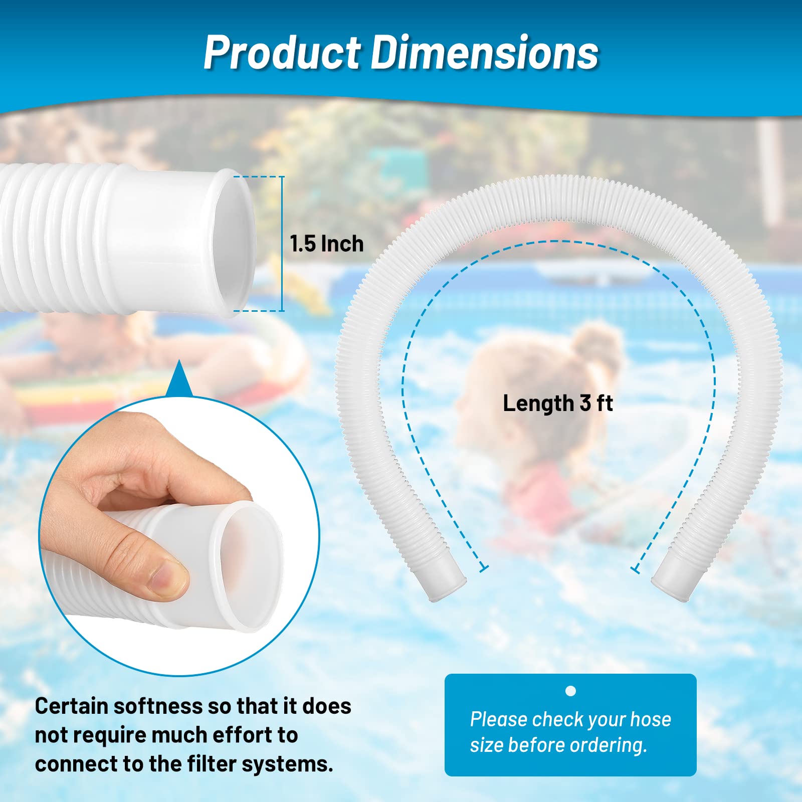 Intex Above Ground Pool Skimmer Hose Replacement - 1.5