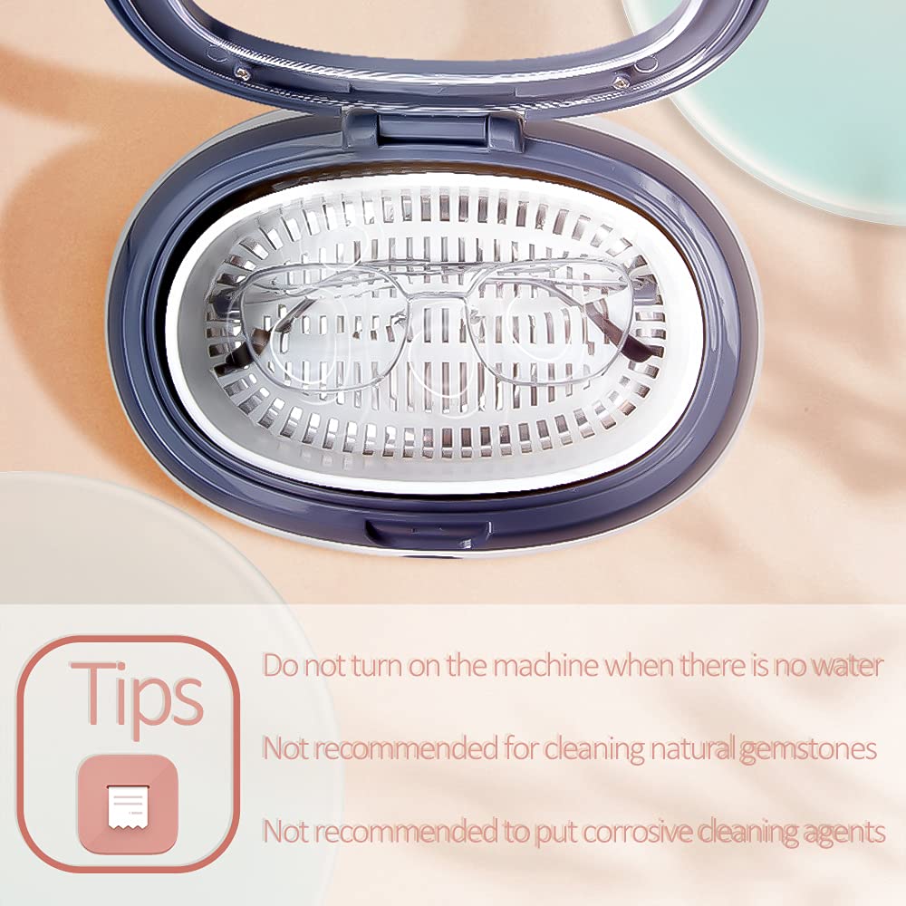 Professional 40kHz Ultrasonic Jewelry Cleaner with Carry Holder & Cleaning Basket - Ideal for Rings, Watches, Eyeglasses, Silver Items (600ml) | Perfect for Home Jewelry Care, Watch Maintenance & Optical Cleaning