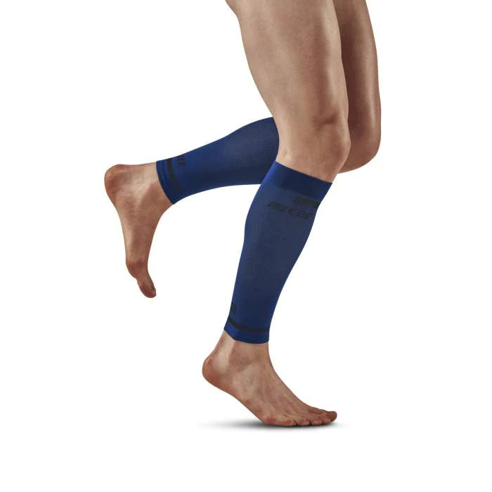 CEP Men's The Run Calf Sleeves v4 - Compression Support for Running, Cycling & Recovery - Blue - Improve Performance & Reduce Muscle Fatigue
