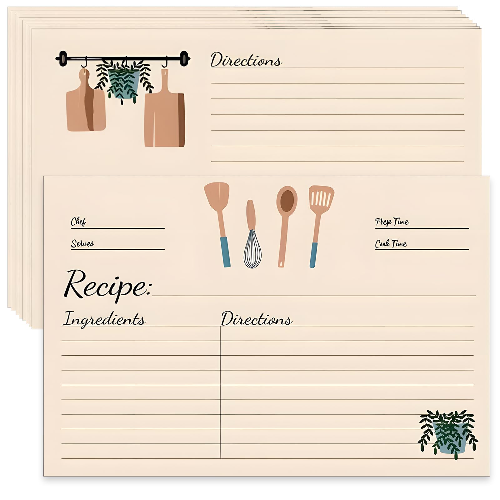 100 Sheets 4x6 Inch Double Sided Blank Recipe Cards - Premium Cardstock for Recording Recipes, Kitchen Organization & Meal Planning - Perfect for Home Chefs, Bridal Showers, Banquet Prep & Cooking Gifts